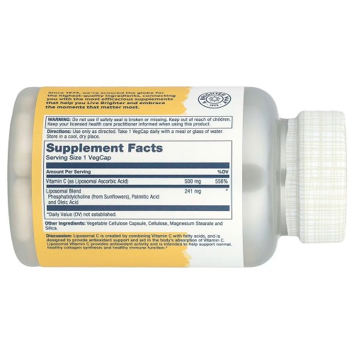 Solaray, липосомальный витамин C, для улучшенного усвоения,100 капсул VegCap Solaray, липосомальный витамин C, для улучшенного усвоения,100 капсул VegCap